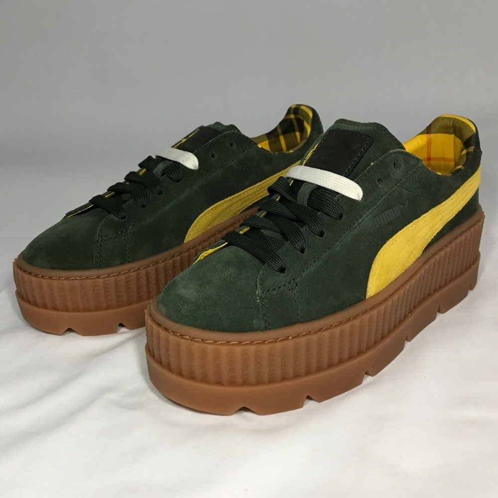Fenty Puma Pointy Cleated Suede Creeper sneakers.